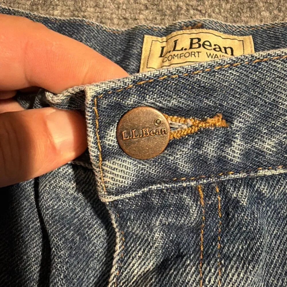 Vintage L.L. Bean Denim Jeans Mens Size 46x29 Blue Straight Cotton Made Mexico